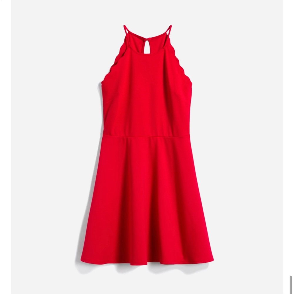 Nine Britton StitchFix Red Scalloped Flared dress